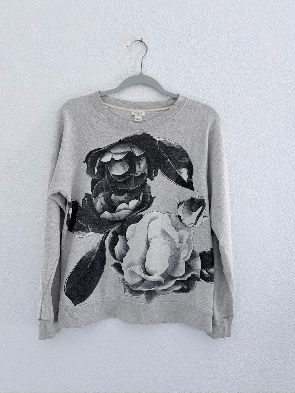 J.CREW Exploded Oversized Floral Graphic Sweatshirt Gray Black Size Medium